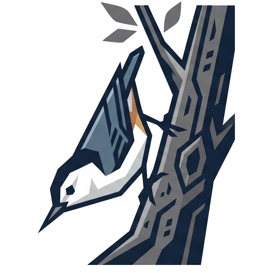 White-breasted nuthatch mascot illustration